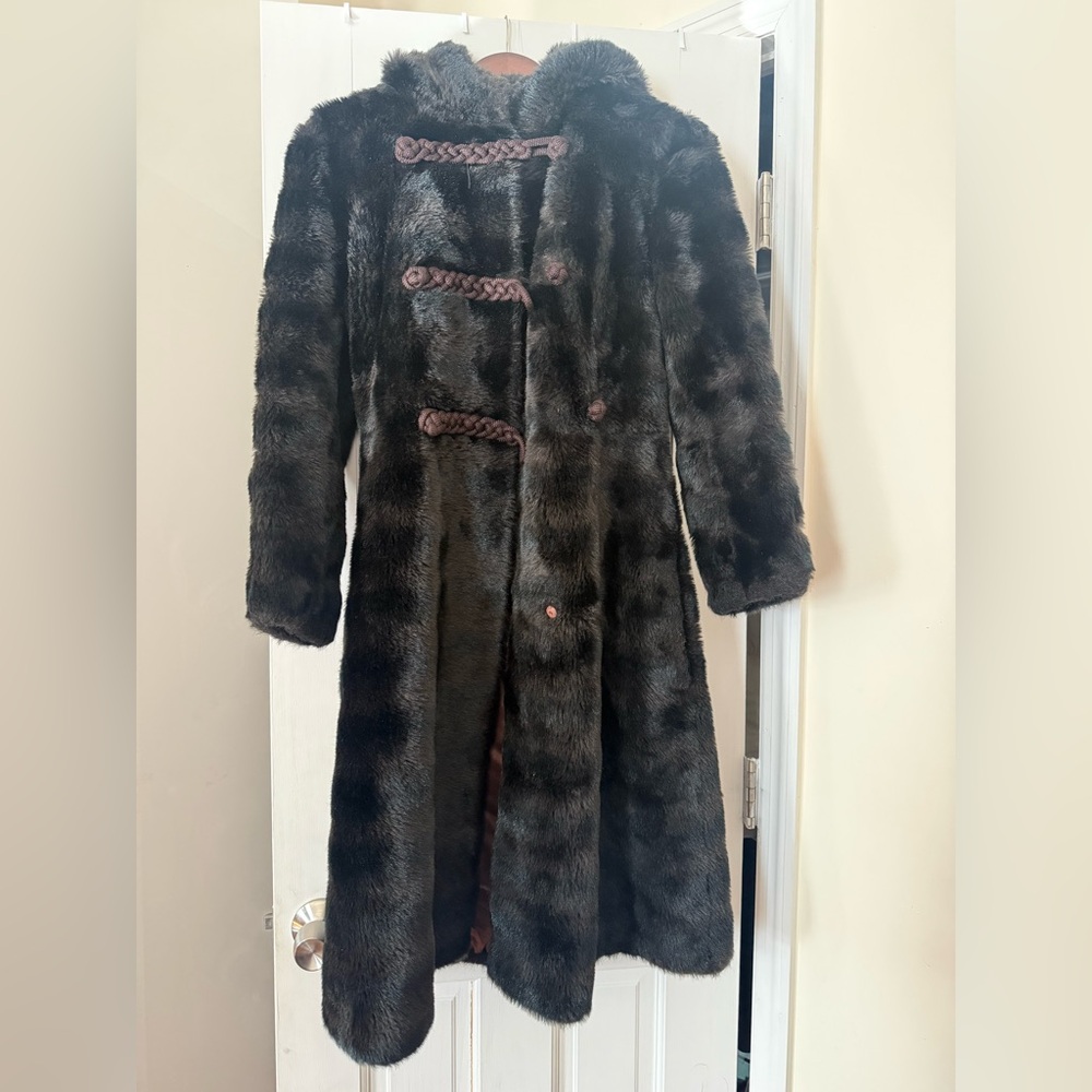 Vintage Brown and Black Faux Fur Coat